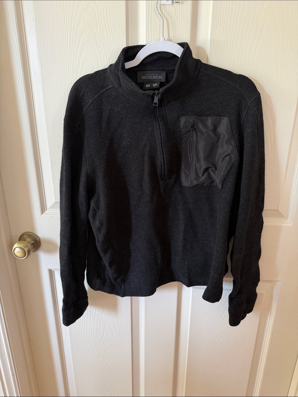Woolrich Todd Snyder Black Quarter-Zip Sweater with Chest Zip Pocket Sz L Box6